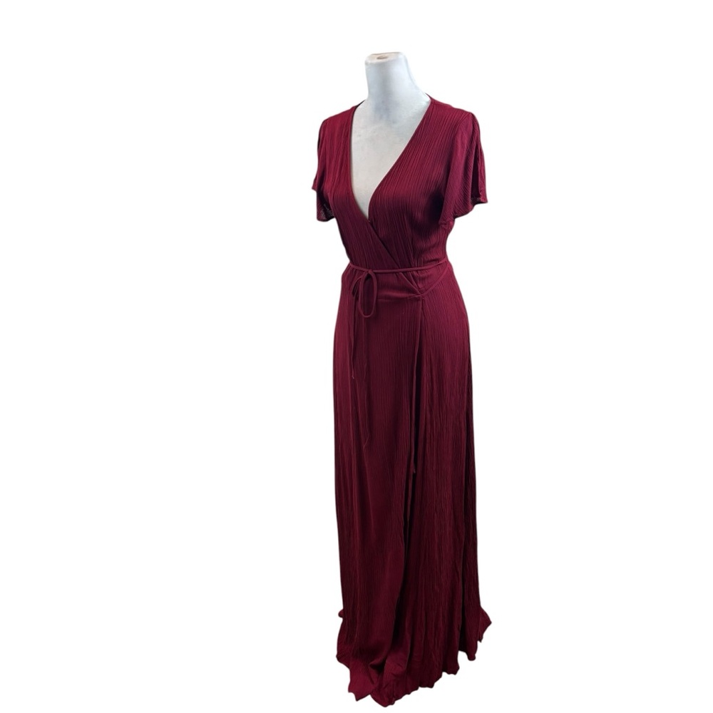 Ladies Lulu’s Evolve Burgundy Wrap Maxi Dress Size Small - Picture 5 of 12